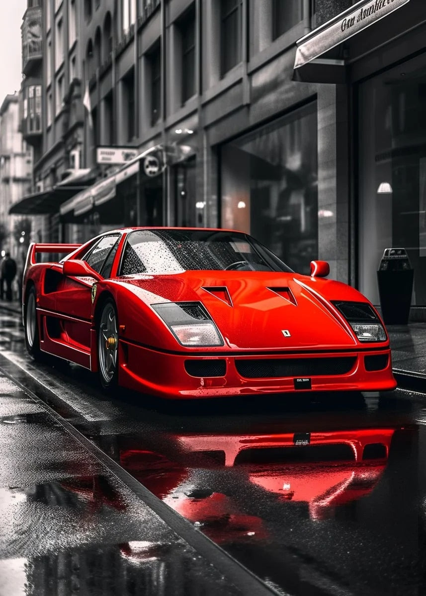 Ferrari F40 Car Poster Car Poster Ferrari Poster Italy F40 Print Car Art 