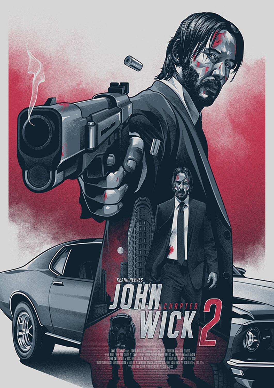 John Wick 2 Red White Movie Poster Aesthetic Wall Decor 0013