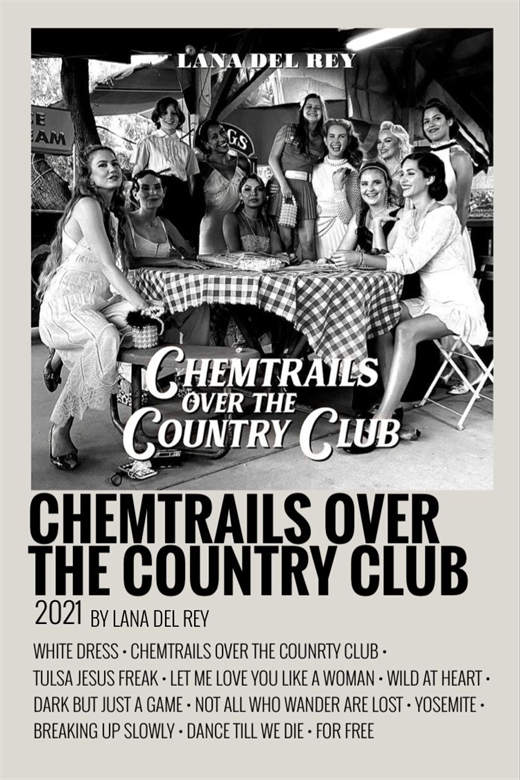 Chemtrails Over The Country Club Poster Lana Del Rey Album - Happy Place  for Music Lovers