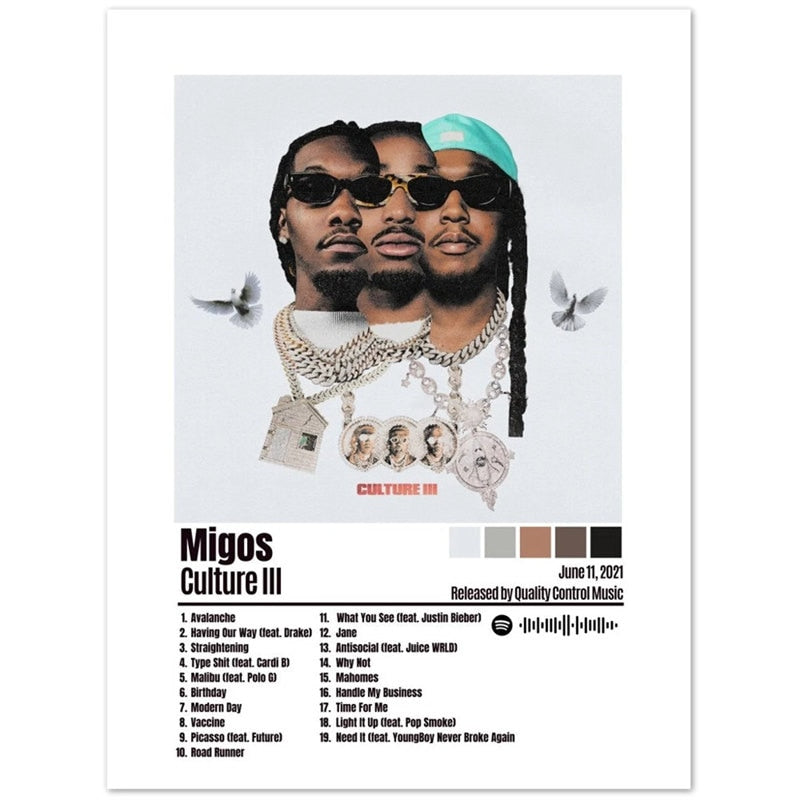 Migos Culture III Minimalist Album Cover Poster – Aesthetic Wall Decor