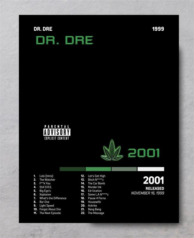 Dr Dre Posters 2001 Poster Rap Music Album Cover Tracklist Wall