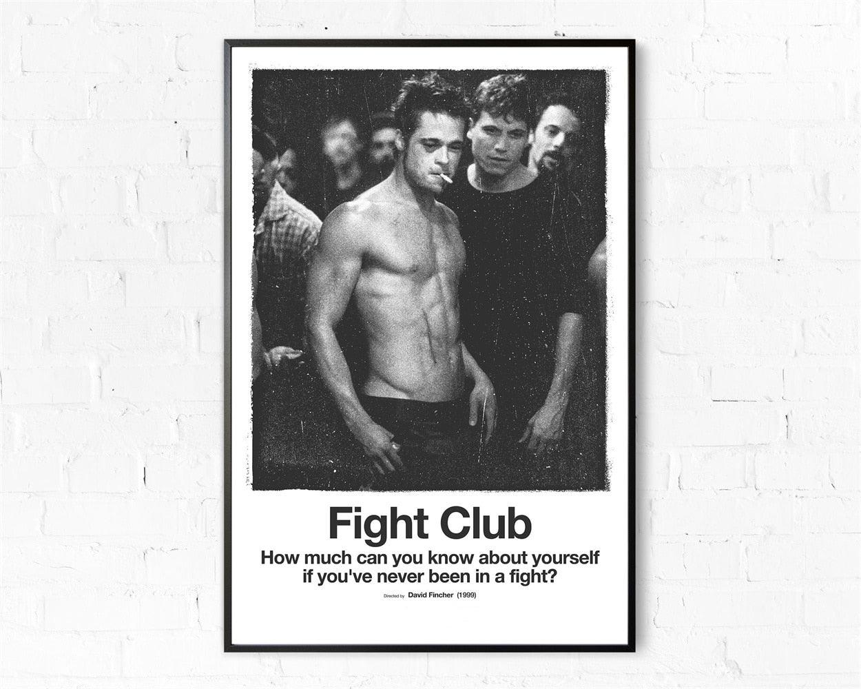Fight Club Black and White Minimalist Movie Poster – Aesthetic Wall Decor