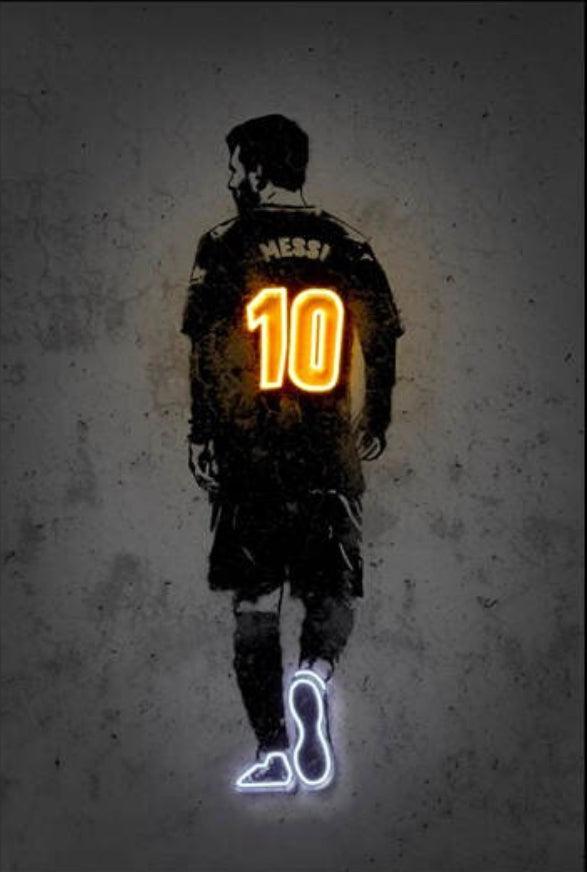 Lionel Messi Neon Effect Soccer Wall Art Poster – Aesthetic Wall Decor