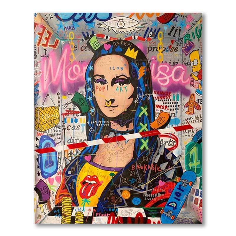 Poster Wall Street – Lisa Iconic Decor Art Wall Graffiti Mona Aesthetic Painting