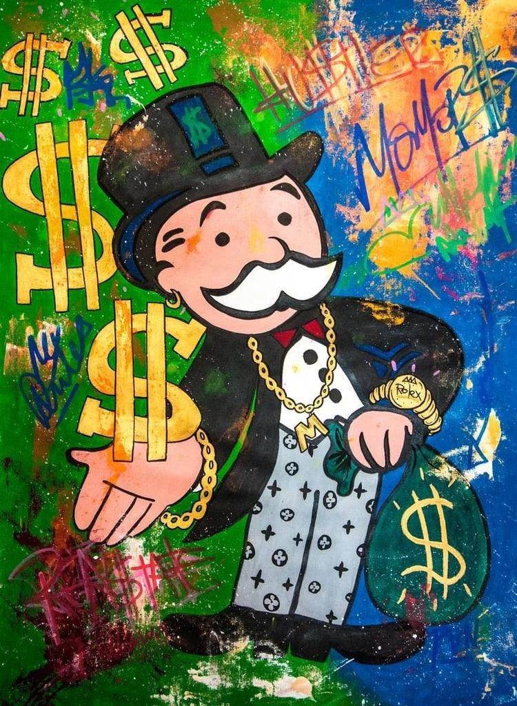 Alec Monopoly Classic Street Art Canvas Painting Dollar Poster And