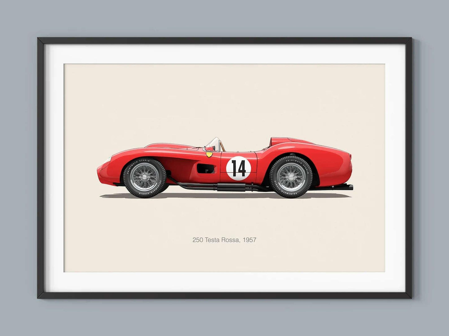 1957 Ferrari Testa Rossa Sports Car Minimalist Poster - Aesthetic Wall Decor