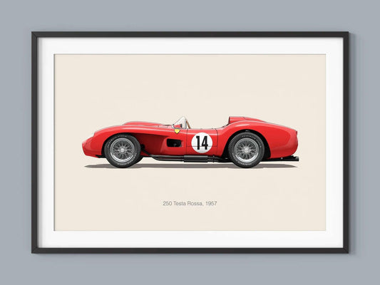 1957 Ferrari Testa Rossa Sports Car Minimalist Poster - Aesthetic Wall Decor