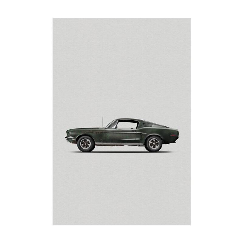 1969 Mustang Fastback Car Minimalist Poster - Aesthetic Wall Decor