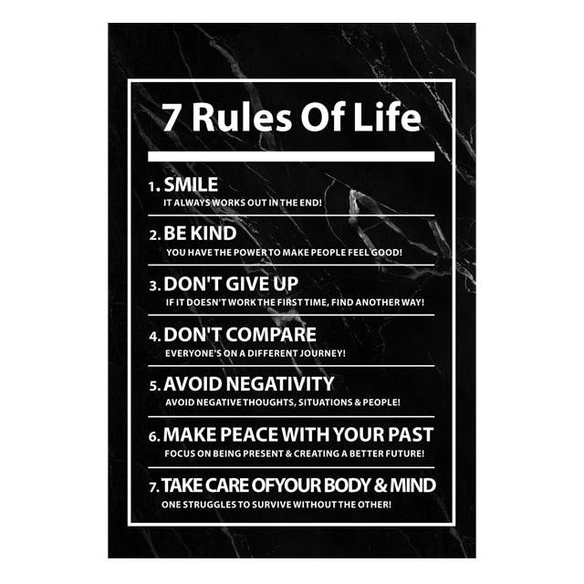 7 Rules of Life Motivational Wall Art Poster - Aesthetic Wall Decor