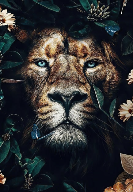 Lion Flower Mural Poster