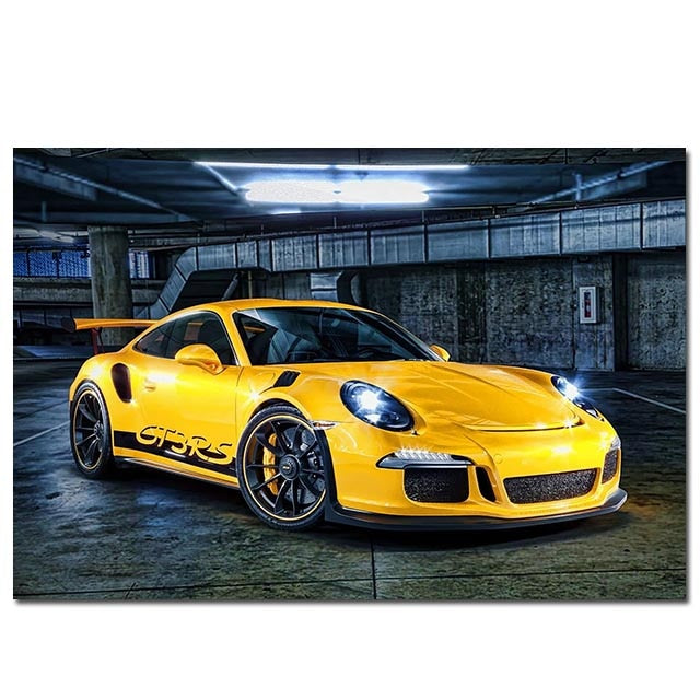 Porsche Yellow Sports Supercar Poster