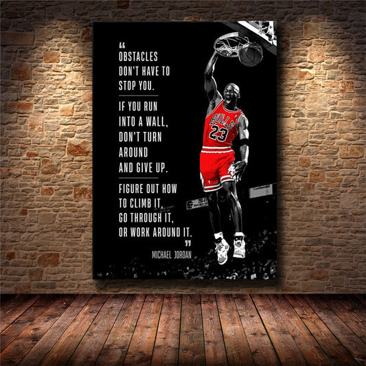 Michael Jordan Obstacles Dont Have To Stop You Quote Poster