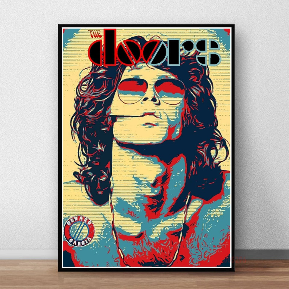 The Doors Jim Morrison Red Blue Artwork Poster