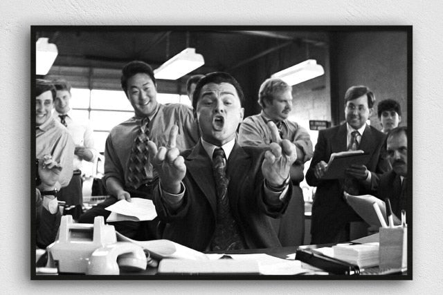 Wolf Of Wall Street Middle Finger Black White Poster