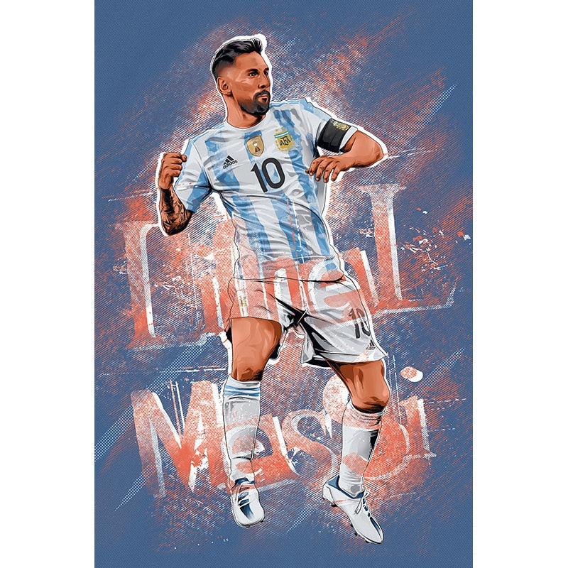 Lionel Messi Futbol Blue Soccer Poster