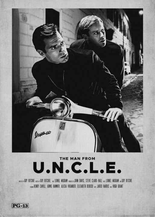 The Man From U.N.C.L.E. Black White Minimalist Movie Poster