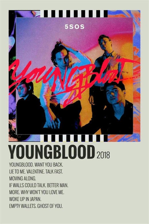 5 Seconds Of Summer Young Blood Minimalist Poster