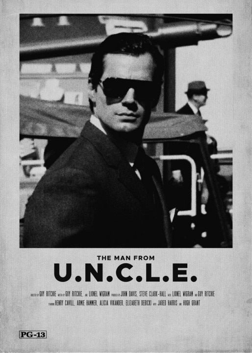 The Man From U.N.C.L.E. Henry Cavill Black White Minimalist Movie Poster