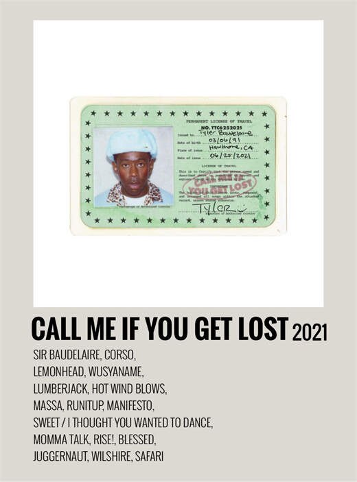 Call Me If You Get Lost Tyler The Creator Minimalist Wall Art Poster ...