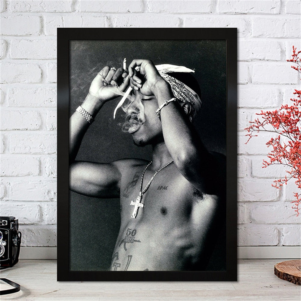 2pac Tupac Black White Smoking Poster