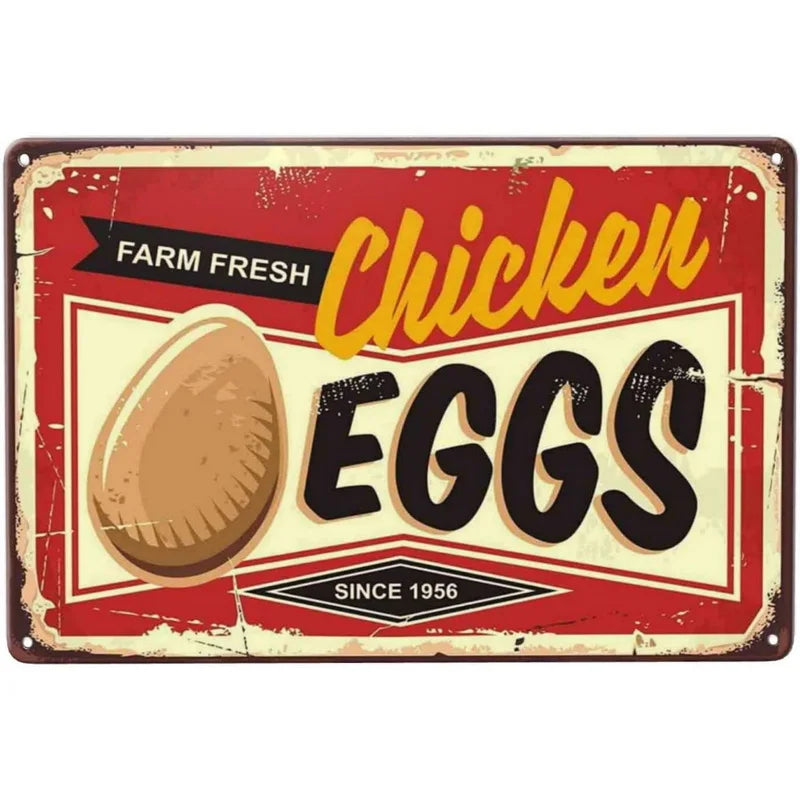 Farm Fresh Eggs Retro Metal Sign Poster