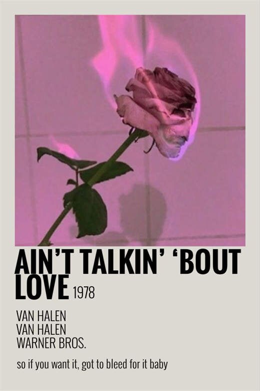 Van Halen Ain't Talkin' 'Bout Love Song Lyric Minimalist Poster