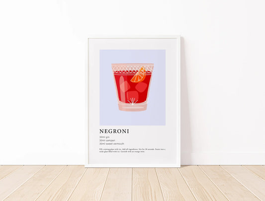 Negroni Cocktail Bar Wall Art Poster