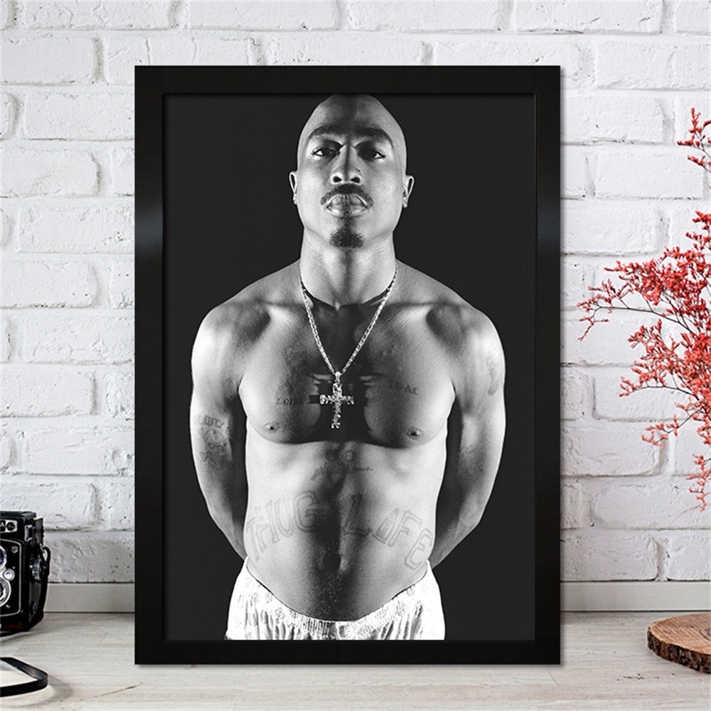 Tupac Black White Rap Poster