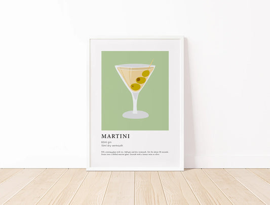 Martini Cocktail Bar Wall Art Poster