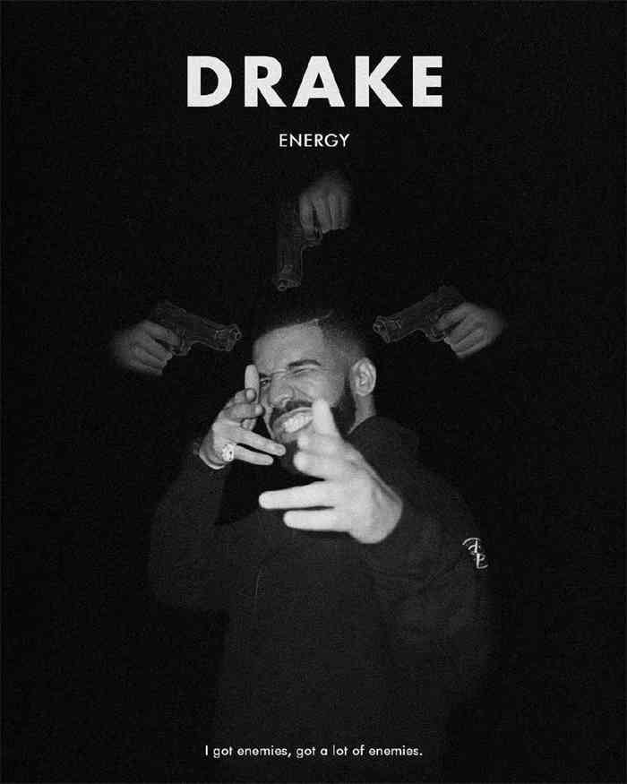 Drake Energy Black White Rapper Poster