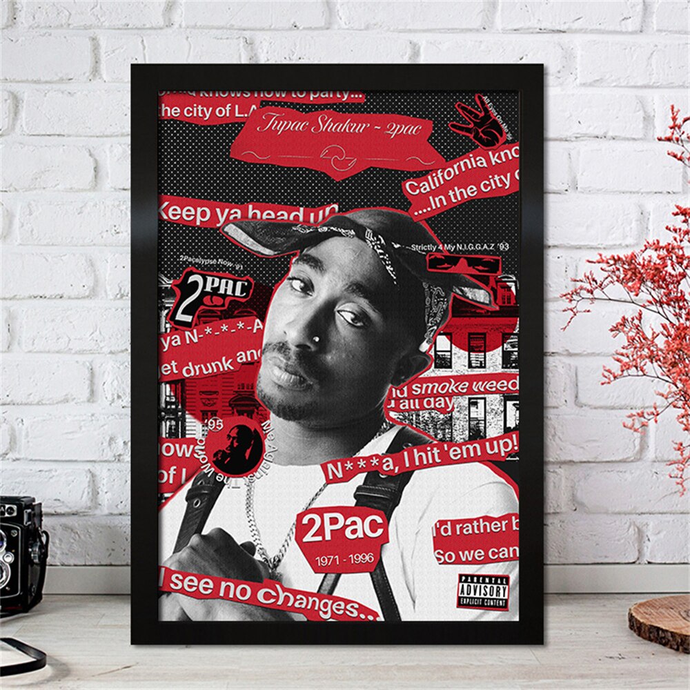 2pac Tupac Red Black Abstract Poster