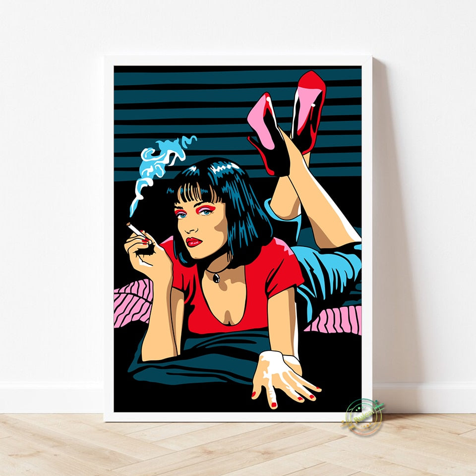 Mia Wallace Pulp Fiction Neon Artwork Poster