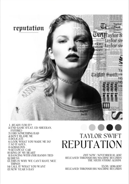 Taylor Swift Reputation Album Minimalist Poster – Aesthetic Wall Decor