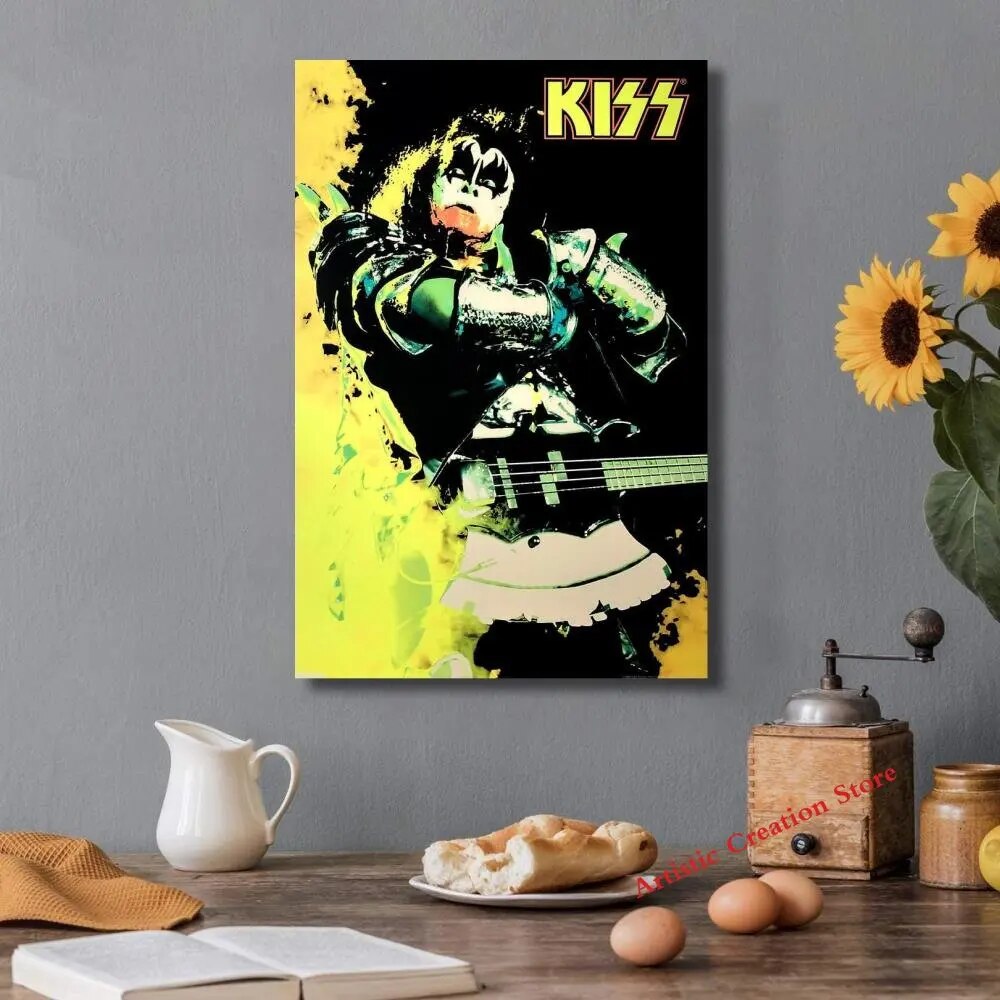 Kiss Band Yellow Poster – Aesthetic Wall Decor