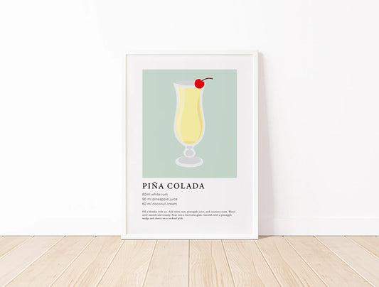 Pina Colada Cocktail Bar Wall Art Poster