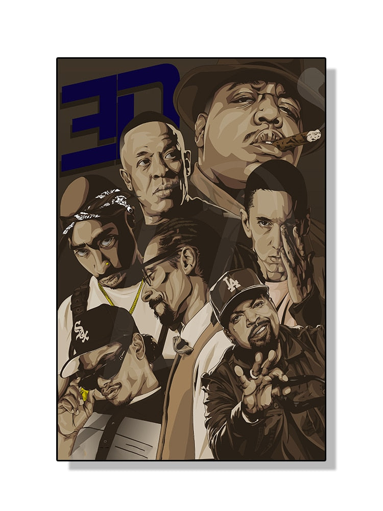 Eminem Ice Cube Dr. Dre Tupac Biggie Snoop Dogg Eazy-E Poster