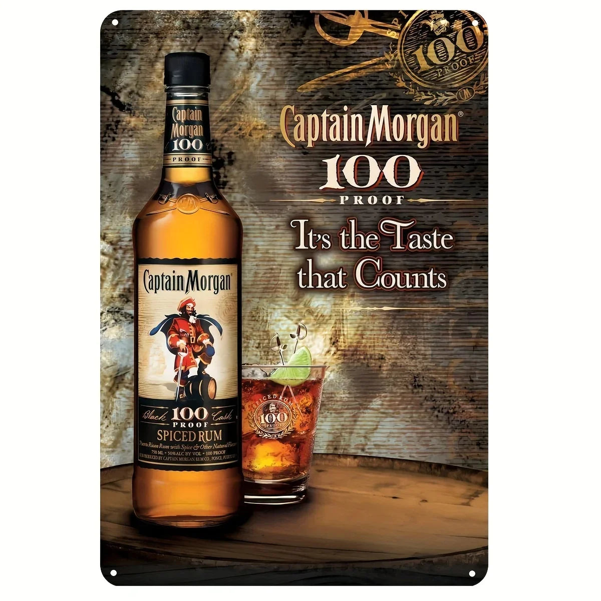 Captain Morgan 100 Proof Vintage Bar Metal Sign Poster