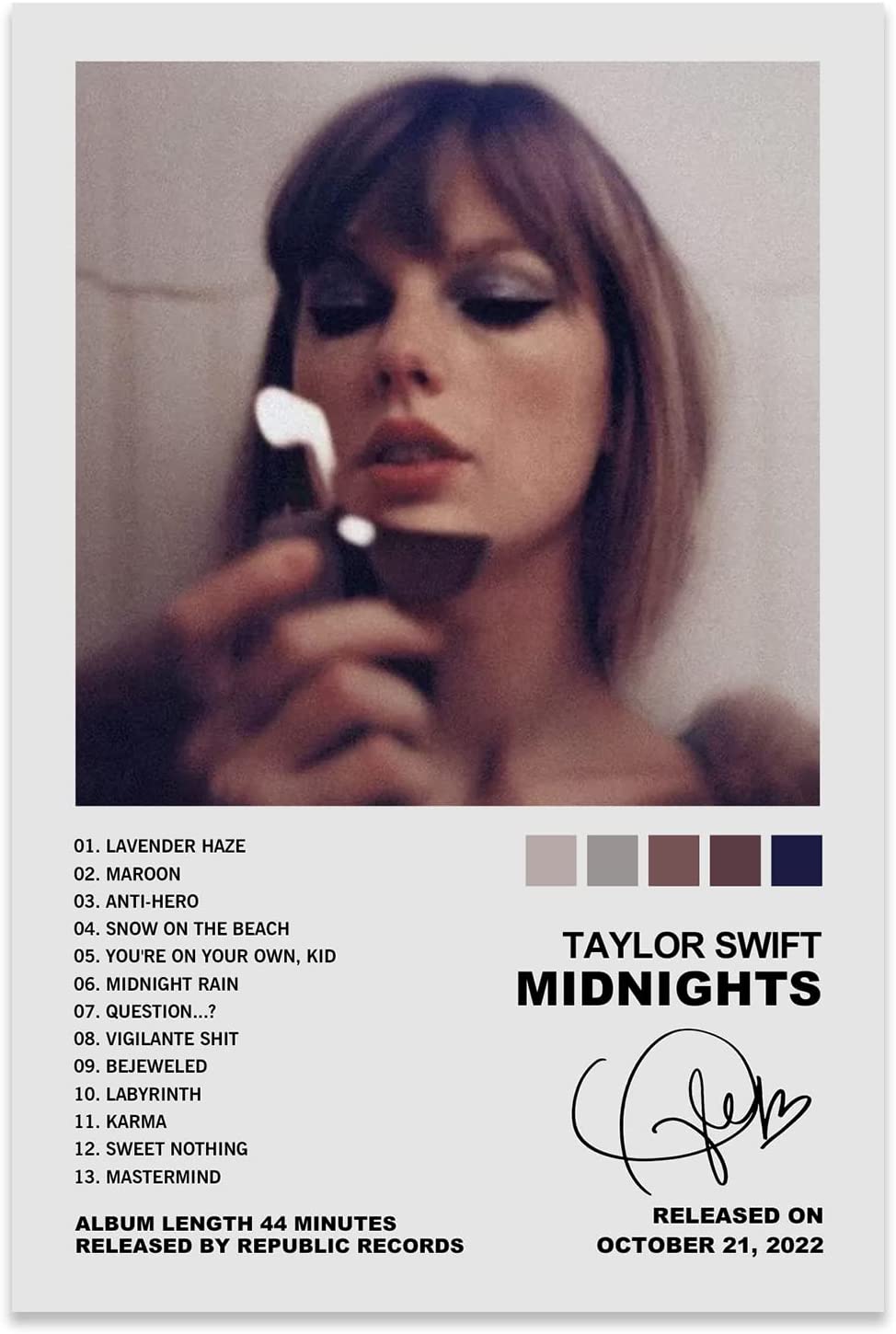 Midnights Taylor Swift Minimalist Album Cover Poster