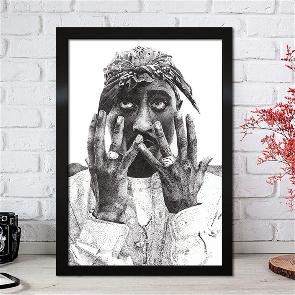 2pac Tupac White Painting Poster