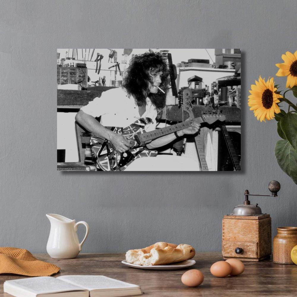 Eddie Van Halen Black White Portrait Poster