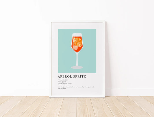 Aperol Spritz Cocktail Bar Wall Art Poster