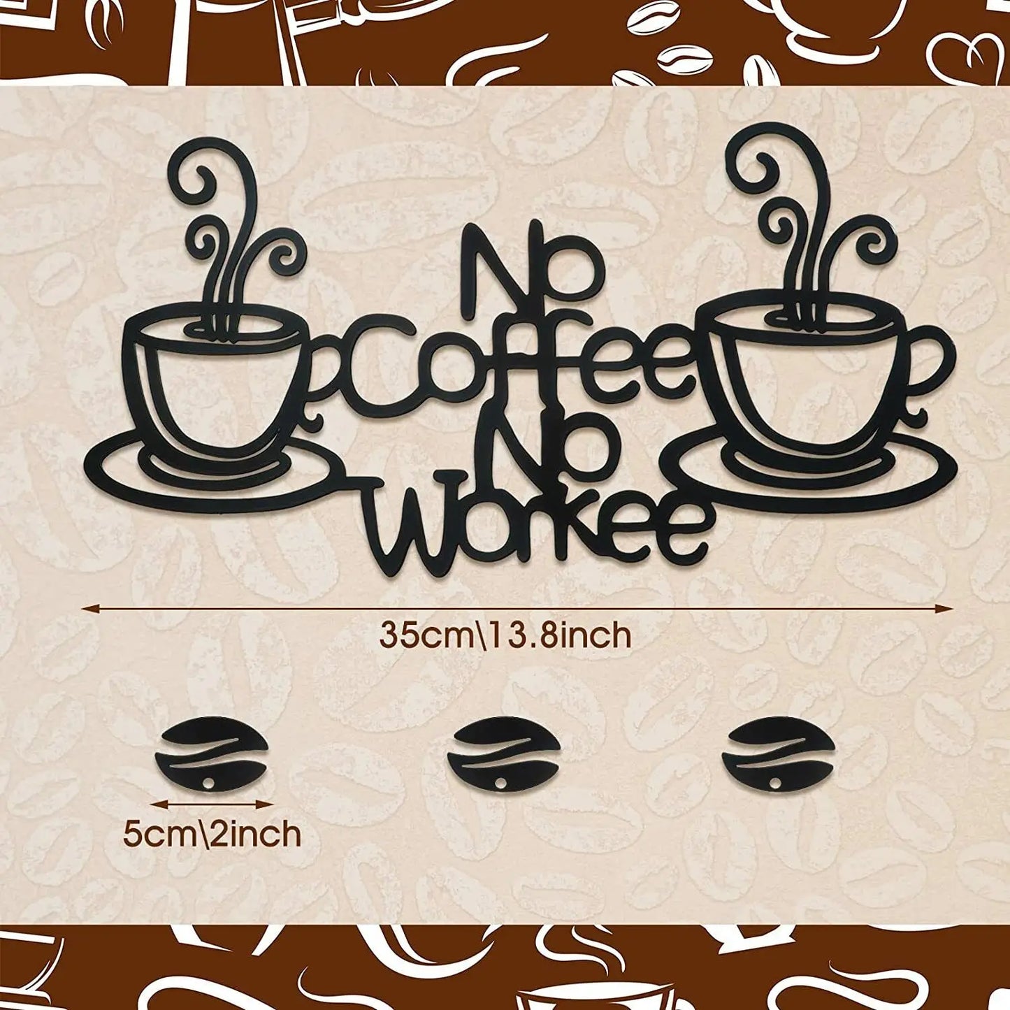 No Coffee No Workee Rustic Modern Coffee Metal Wall Accent