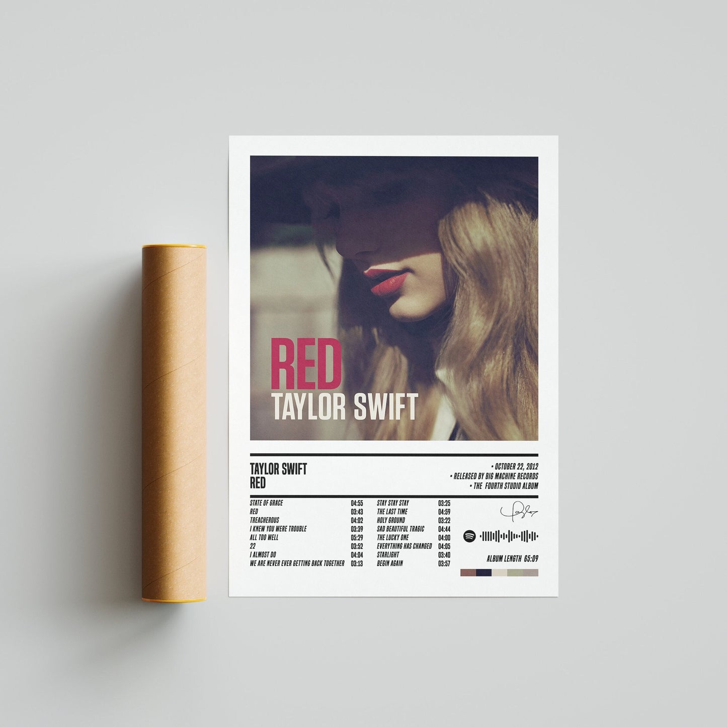 Taylor Swift Red Minimalist Album Cover Wall Art Poster