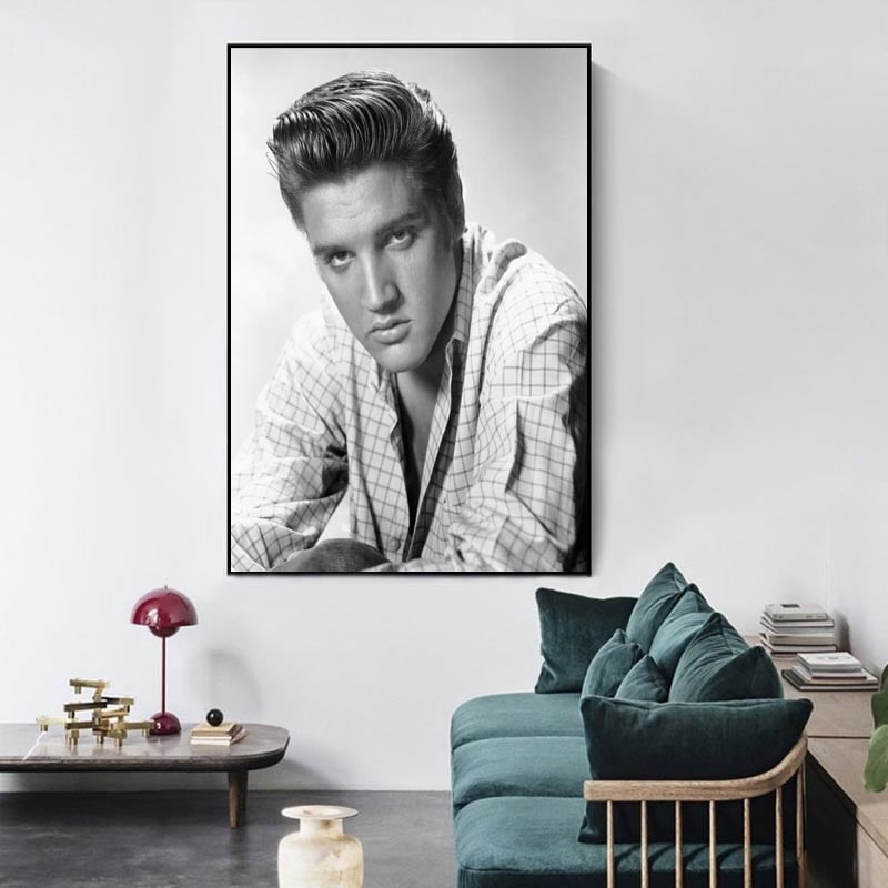 Elvis Presley White Black Portrait Poster