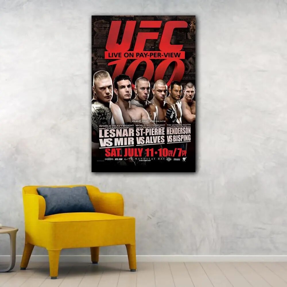 UFC 100 Brock Lesnar GSP Poster – Aesthetic Wall Decor