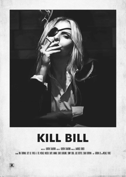 Kill Bill Black White Minimalist Movie Poster