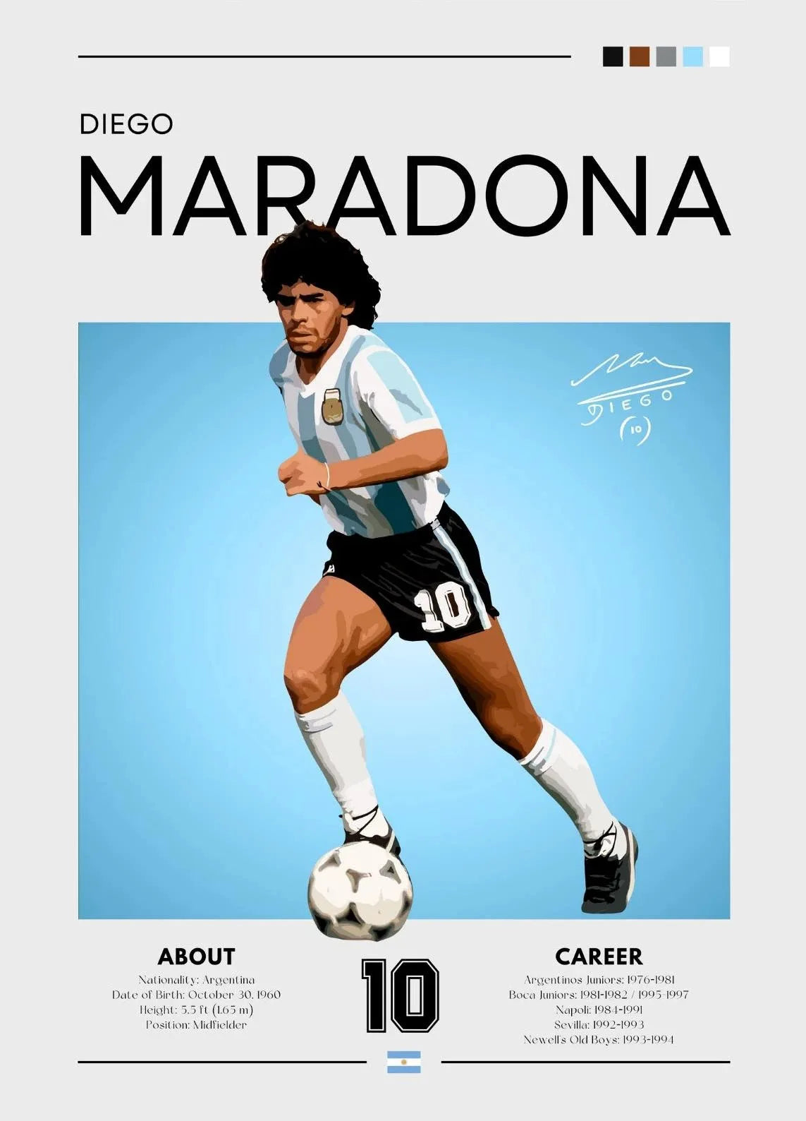 Diego Maradona Football Legends Poster – Aesthetic Wall Decor