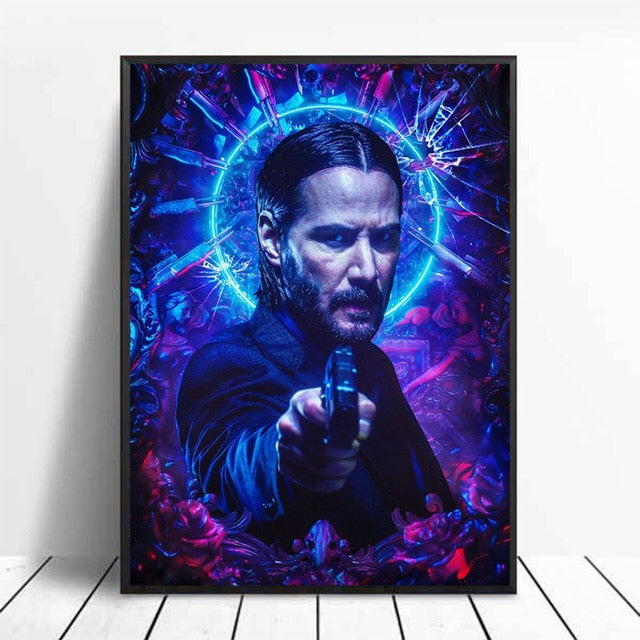 John Wick Blue Abstract Artwork Movie Poster