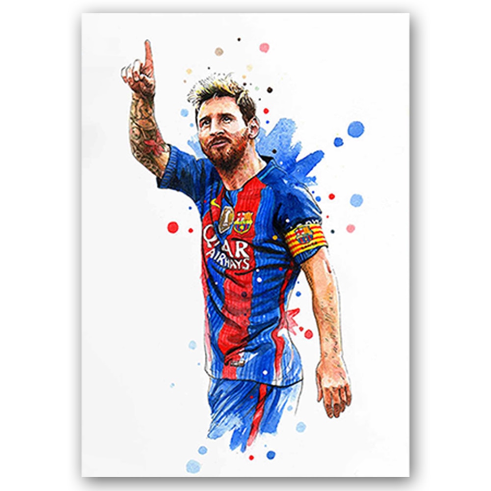 Lionel Messi Football Star Soccer Splash Poster