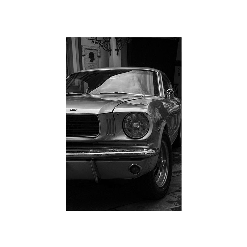 Gray 1968 Mustang GT Retro Car Poster